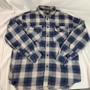 Levi's Men’s Cotton Shirt Sz M Long Sleeve Blue White Plaid Regular Fit Pockets